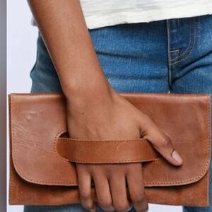 Able Tan Leather Wristlet Clutch
